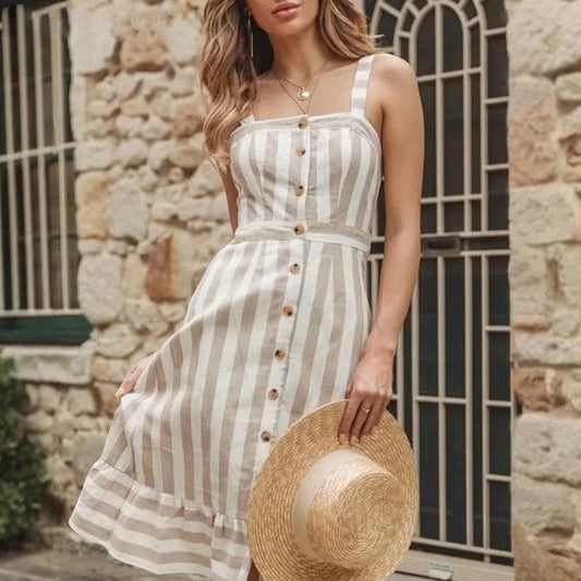 Sun Striped Linen Dress